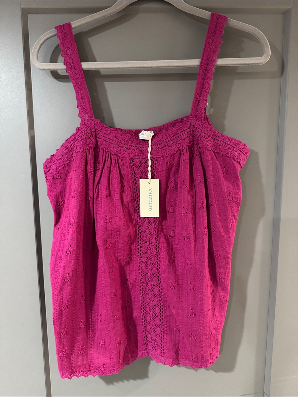 Sundance Lace-Trim Eyelet Tank Top